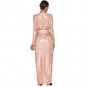 V Neck Long Sleeve Lace Up Maxi Bodycon Dress