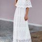 Off Shoulder Short Sleeve Floral Lace Bridesmaid Maxi Dress
