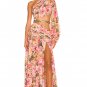 One Shoulder Chain Floral Maxi Dress