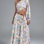 One Shoulder Chain Floral Maxi Dress