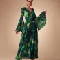 Bell Sleeve Printed Chiffon Maxi Dress