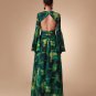 Bell Sleeve Printed Chiffon Maxi Dress