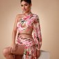 One Shoulder Chain Floral Maxi Dress
