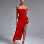 Bandeau Ruffle Detail Maxi Dress