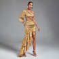 One Shoulder Cut Out Maxi Flowers Dress