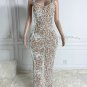Strappy Sleeveless Feather Maxi Bodycon Dress