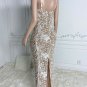 Strappy Sleeveless Feather Maxi Bodycon Dress