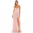 Strapless Lace Up Maxi Bodycon Dress