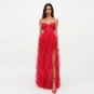 Strapless Lace Up Maxi Bodycon Dress