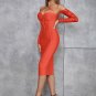 Strappy Long Sleeve Wrinkled Maxi Bandage Dress