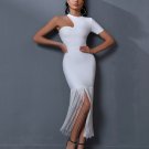 Asymmetric Tassels Maxi Bandage Dress