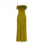 Strappy Sleeveless Feather Maxi Bodycon Dress