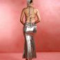 Backless Metallic Light Gold Fishtail Maxi Dress