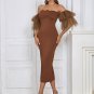 Strapless Short Sleeve Mesh Maxi Bodycon Dress