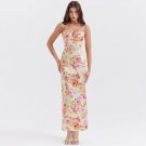 Strappy Sleeveless Floral Maxi Bodycon Dress
