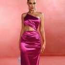 One Shoulder Side Slit Maxi Bodycon Dress