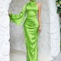 One Shoulder Wrinkled Maxi Bodycon Dress