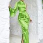 One Shoulder Wrinkled Maxi Bodycon Dress