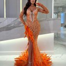 Strappy Sleeveless Feather Maxi Bodycon Dress