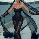 Strapless Sleeveless Lace Maxi Bodycon Dress