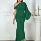 One Shoulder Pagoda Sleeve Maxi Bodycon Dress