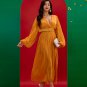 V-neck Pleated Maxi Dress