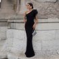 One Shoulder Sleeveless Feather Maxi Bandage Dress