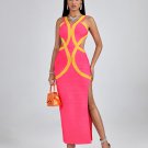 Peach Cutout Maxi Bandage Dress