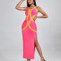 Peach Cutout Maxi Bandage Dress