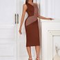 One Shoulder Sleeveless Wrinkled Maxi Bodycon Dress