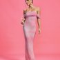 Pink Off-Shoulder Rhinestone Maxi Dress