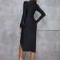 Round Neck Long Sleeve Mesh Maxi Bandage Dress