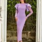 Long Sleeve Puff Sleeve Maxi Bodycon Dress