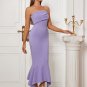 Strapless Sleeveless Slit Maxi Bodycon Dress
