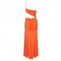 One Shoulder Ornamental Flower Maxi Bodycon Dress
