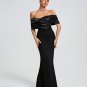 Off Shoulder Crepe Ruffle Maxi Dress