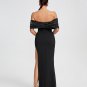 Off Shoulder Crepe Ruffle Maxi Dress