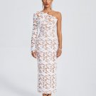 One Shoulder Lace Floral Long Dress