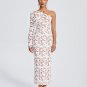 One Shoulder Lace Floral Long Dress