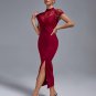 Wine Lace Split Long Dress