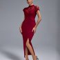 Wine Lace Split Long Dress