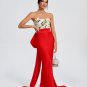 Floral Embroidered Corset Bow-Draped Dress