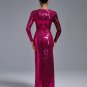Ruched Sequined High Slit Maxi Dress