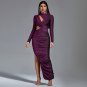 Long Sleeve Metallic Jersey Cutout Dress