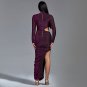 Long Sleeve Metallic Jersey Cutout Dress