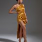 One Shoulder Satin Ruched Dress