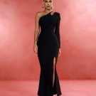 Asymmetric Mesh Sleeves Bandage Dress
