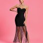 Rhinestone Fringe Trim Maxi Bandage Dress