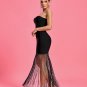 Rhinestone Fringe Trim Maxi Bandage Dress