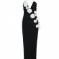 Pearl Strap White-Flowers Bandage Long Dress